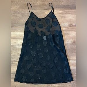 Anne Stuart vintage Black Lingerie dress Sheer Hearts size medium M